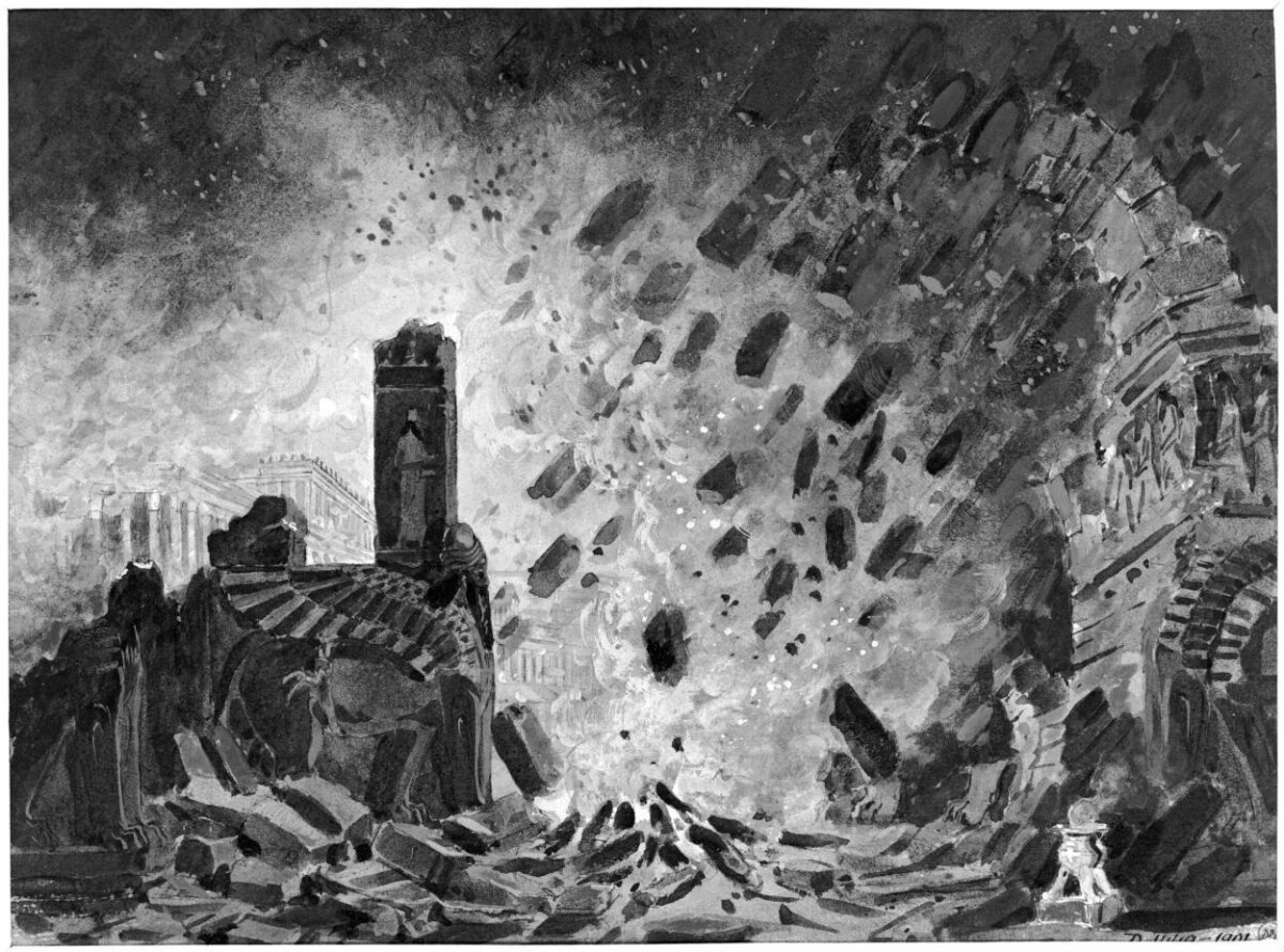 Pompeii Eruption Disaster Sketch