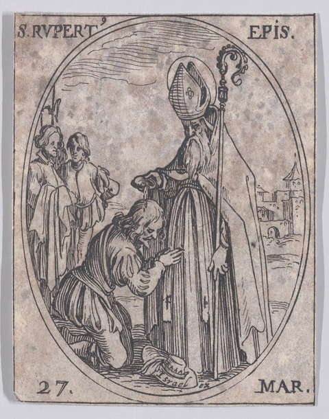 Etching of Saint Rupert Performing Baptism
