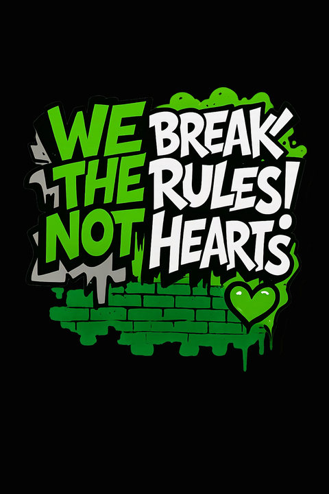 We Break Rules Not Hearts Graffiti