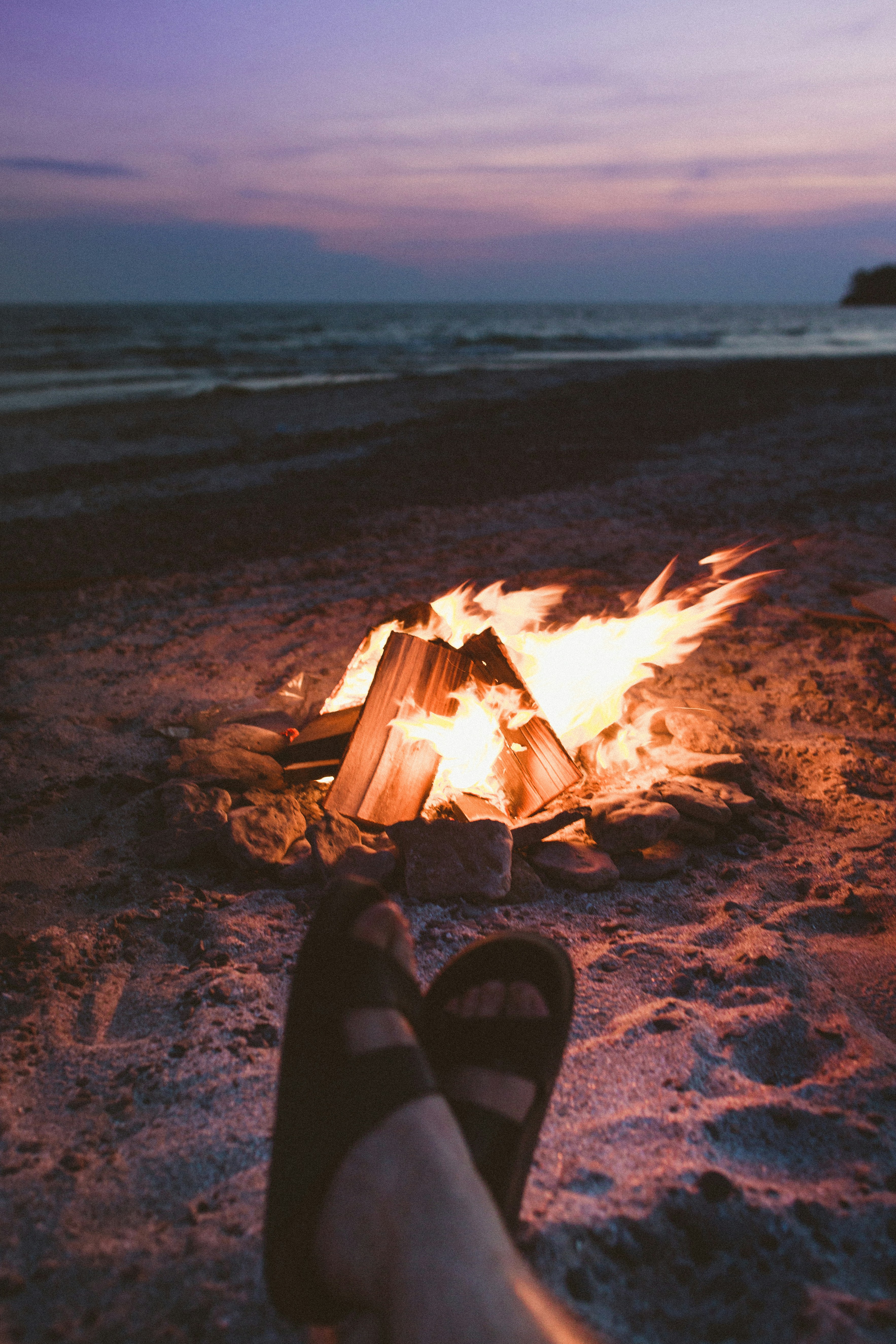 Beach Bonfire at Dusk