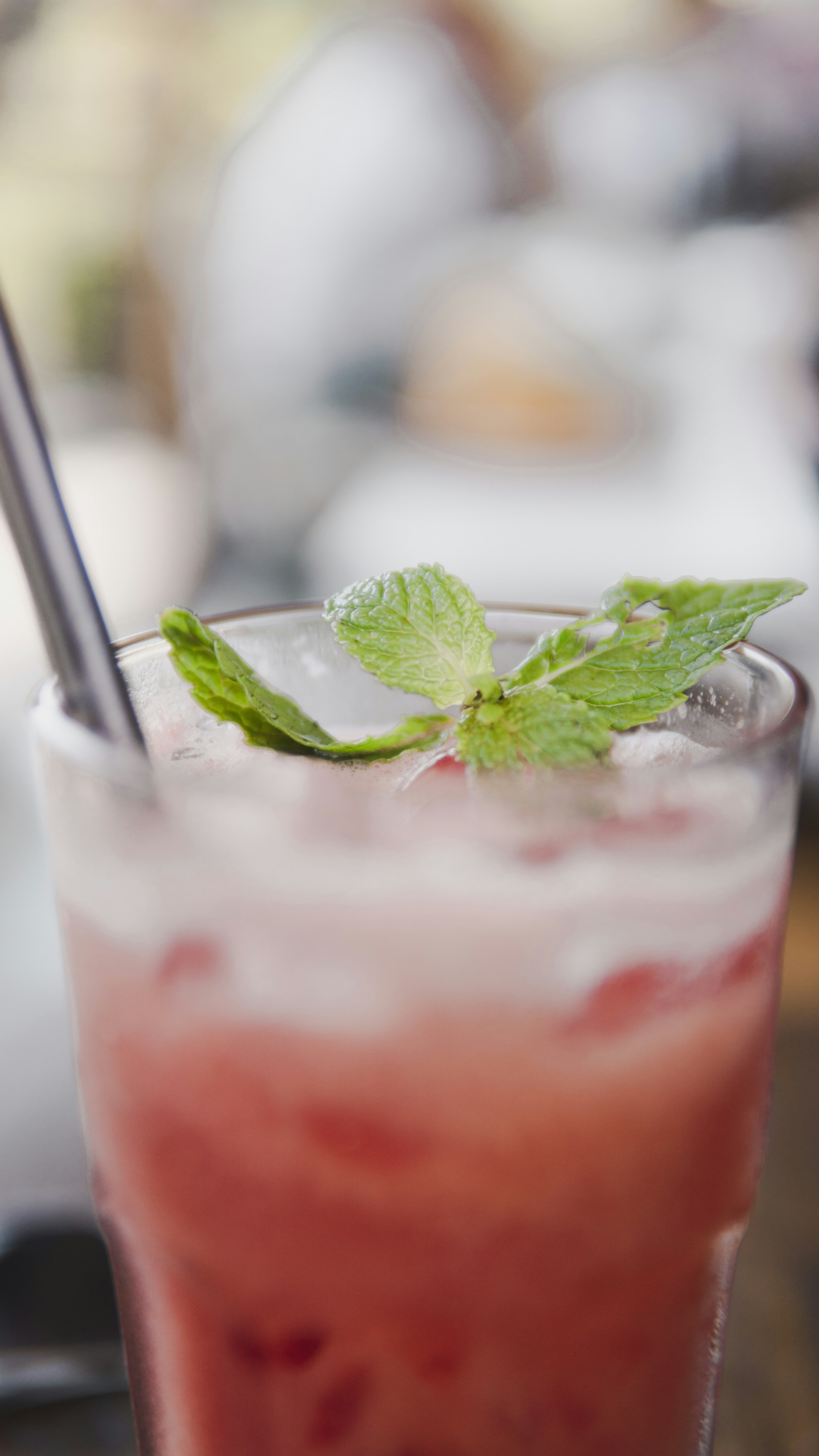 Iced Pink Fruit Cocktail With Mint