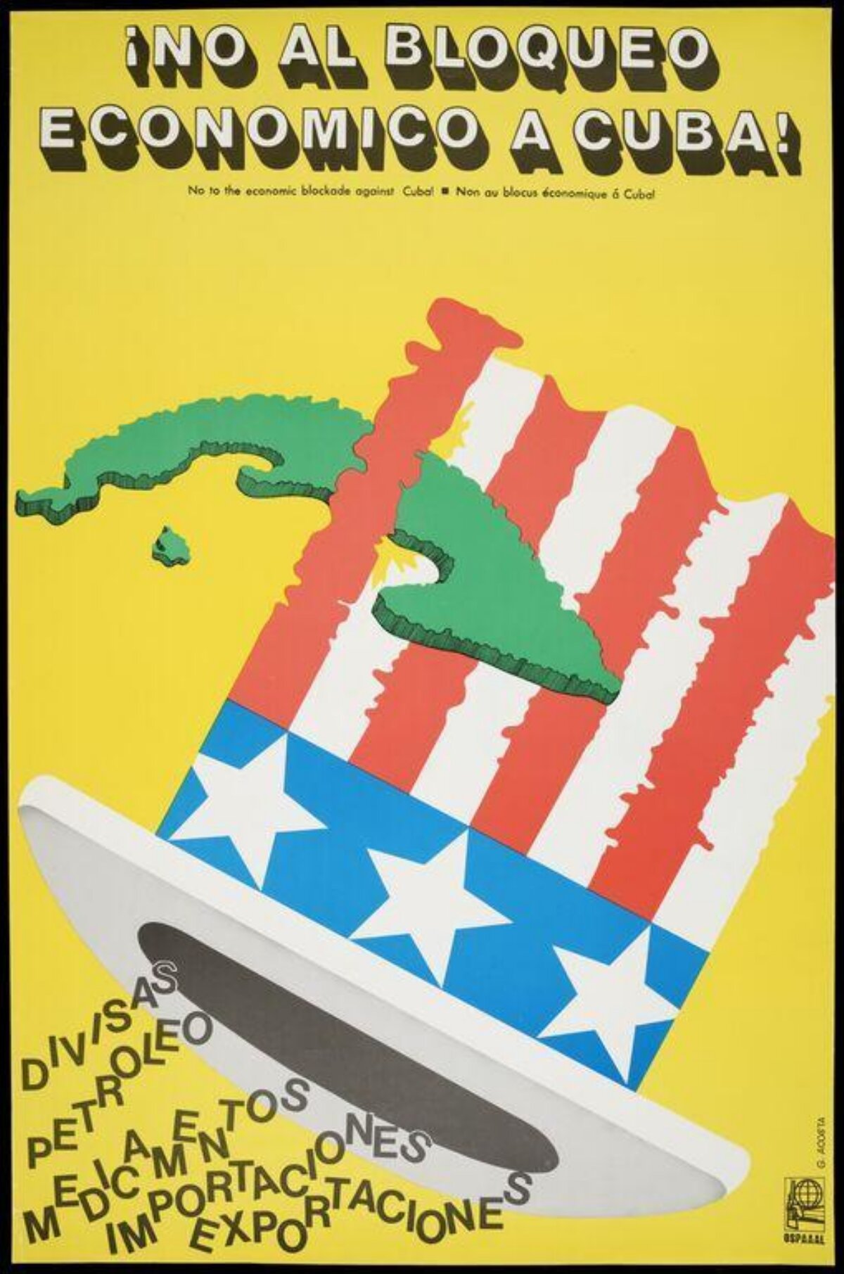 Political Poster Against Cuba Economic Blockade