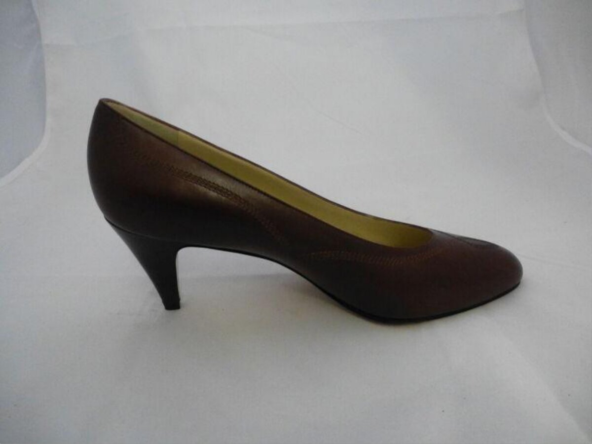 Brown Leather High Heel Pump