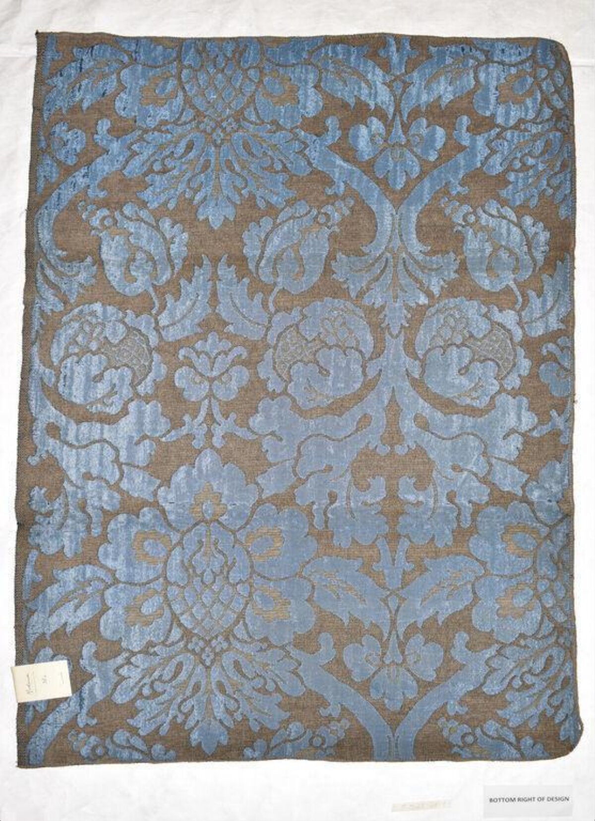 Antique Blue Damask Textile Sample