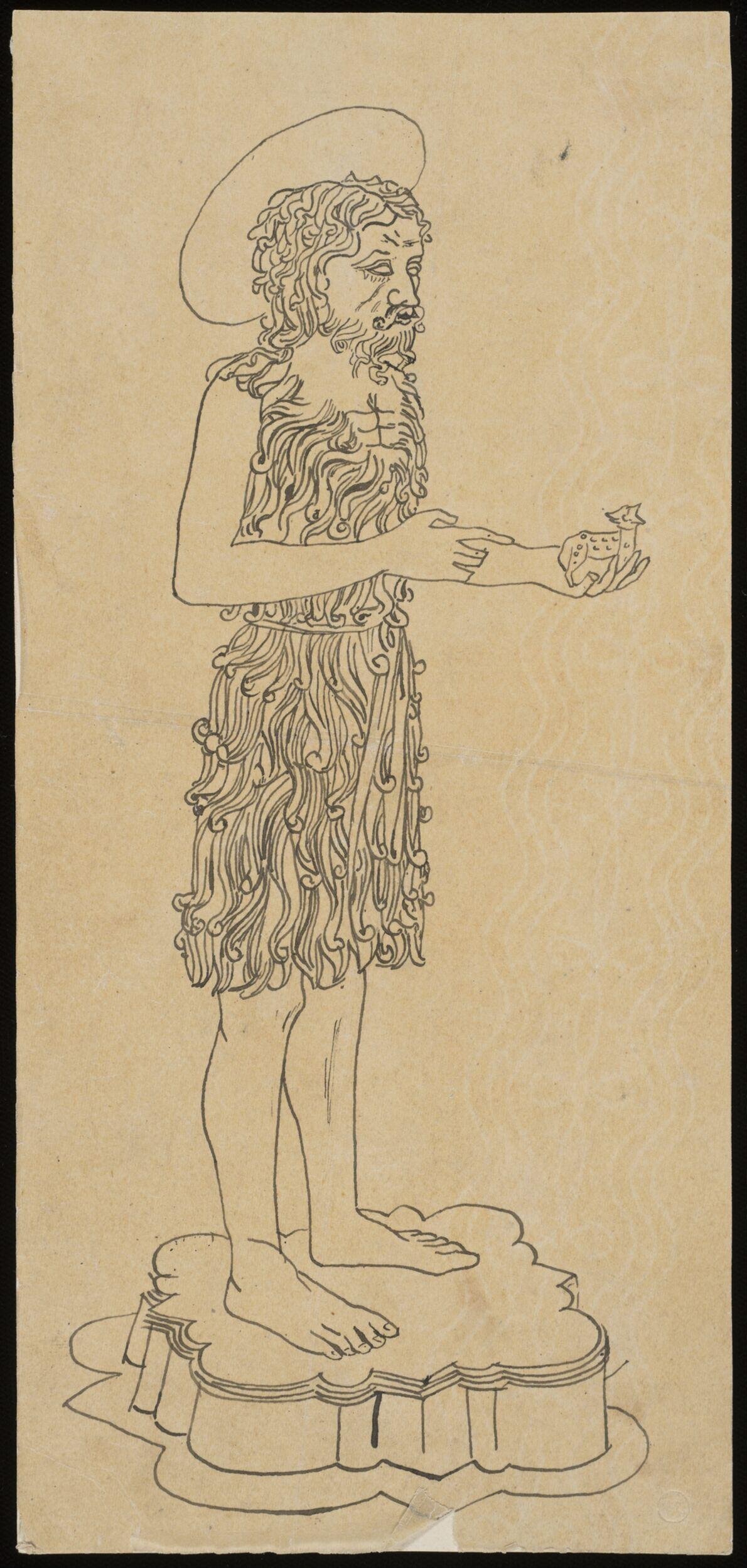 Line Drawing of Haloed Standing Saint