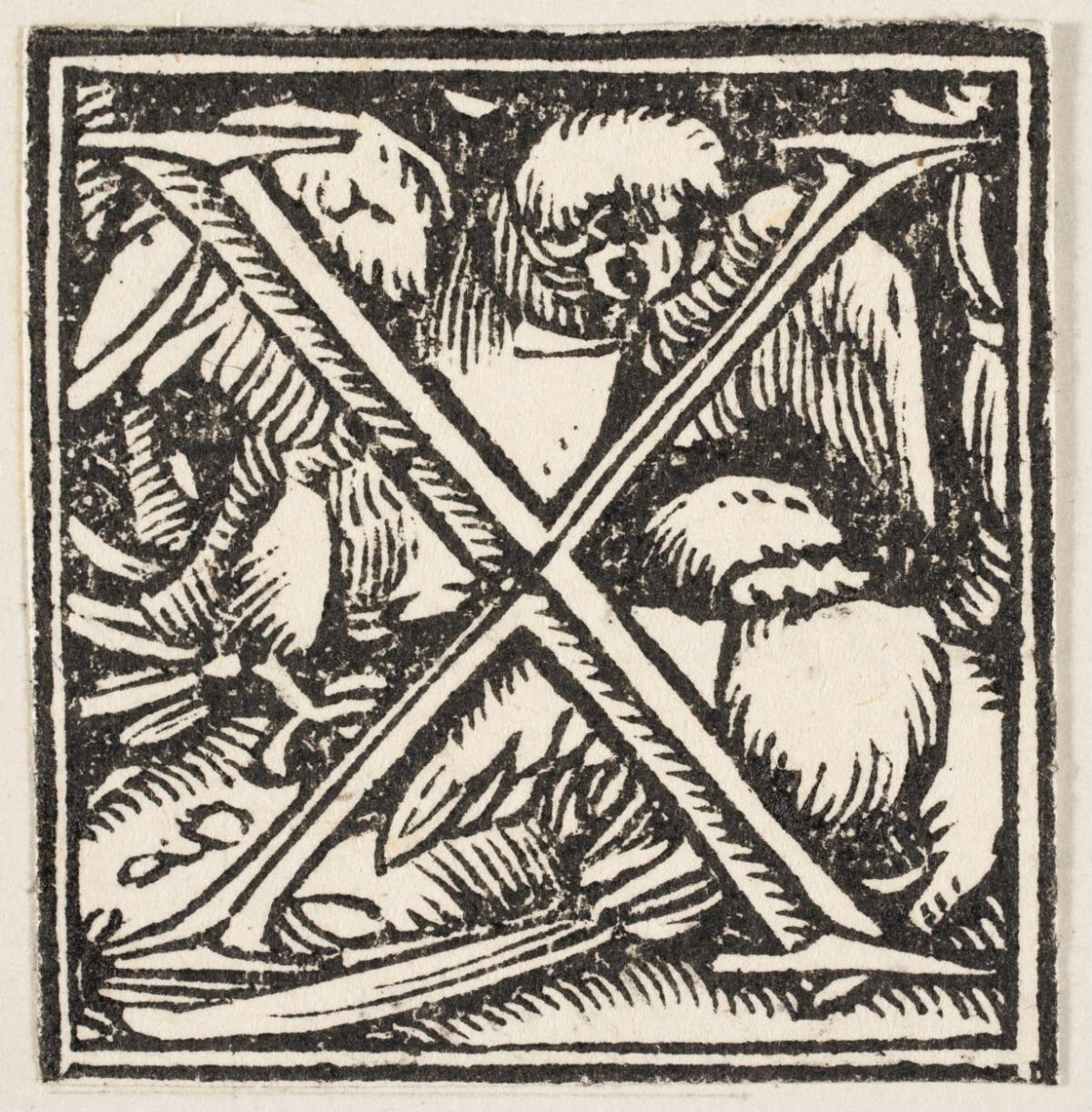 Decorated Letter X Woodcut