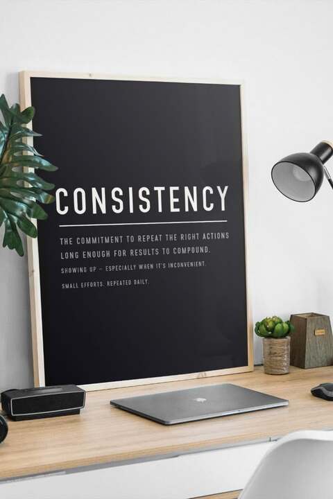 Consistency Motivational Poster on Work Desk