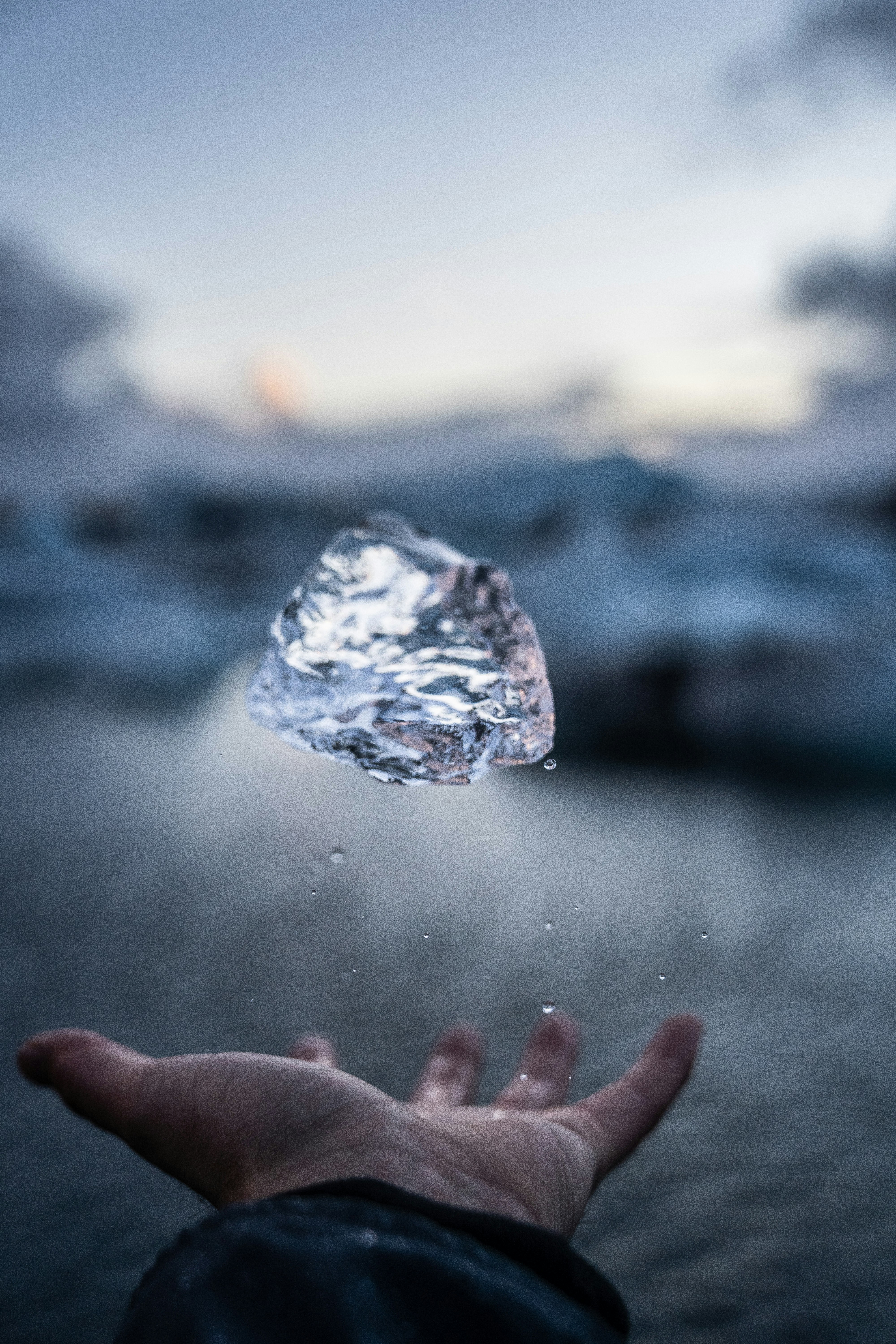 Falling Ice Above Open Hand