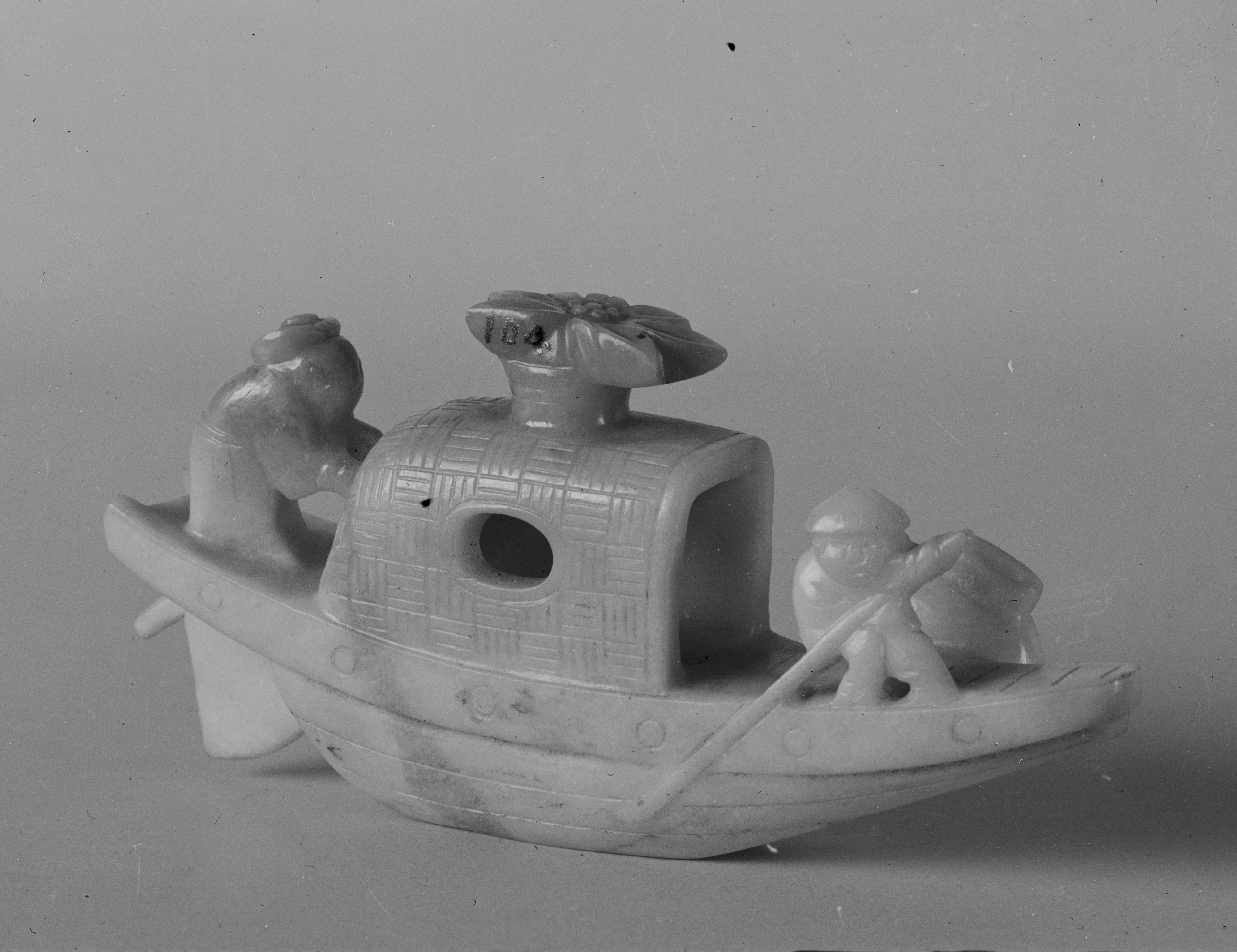 Jade Carved Boat Sculpture