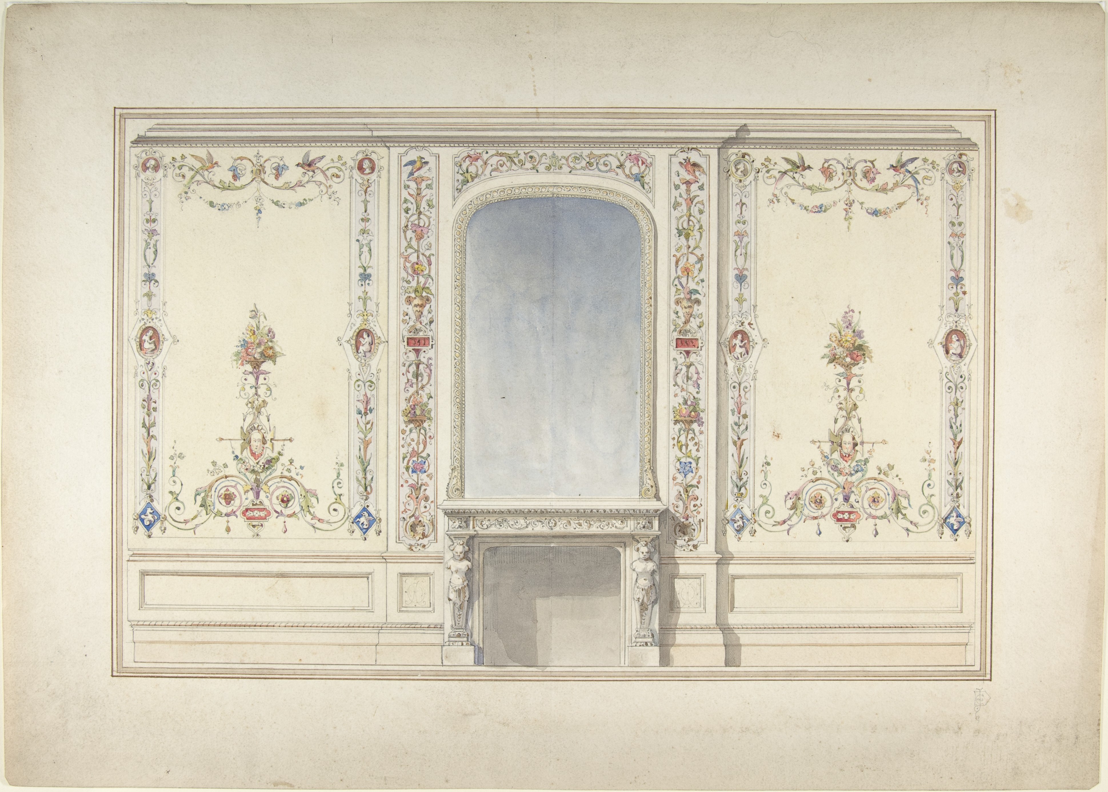 Ornate Interior Wall Design Drawing