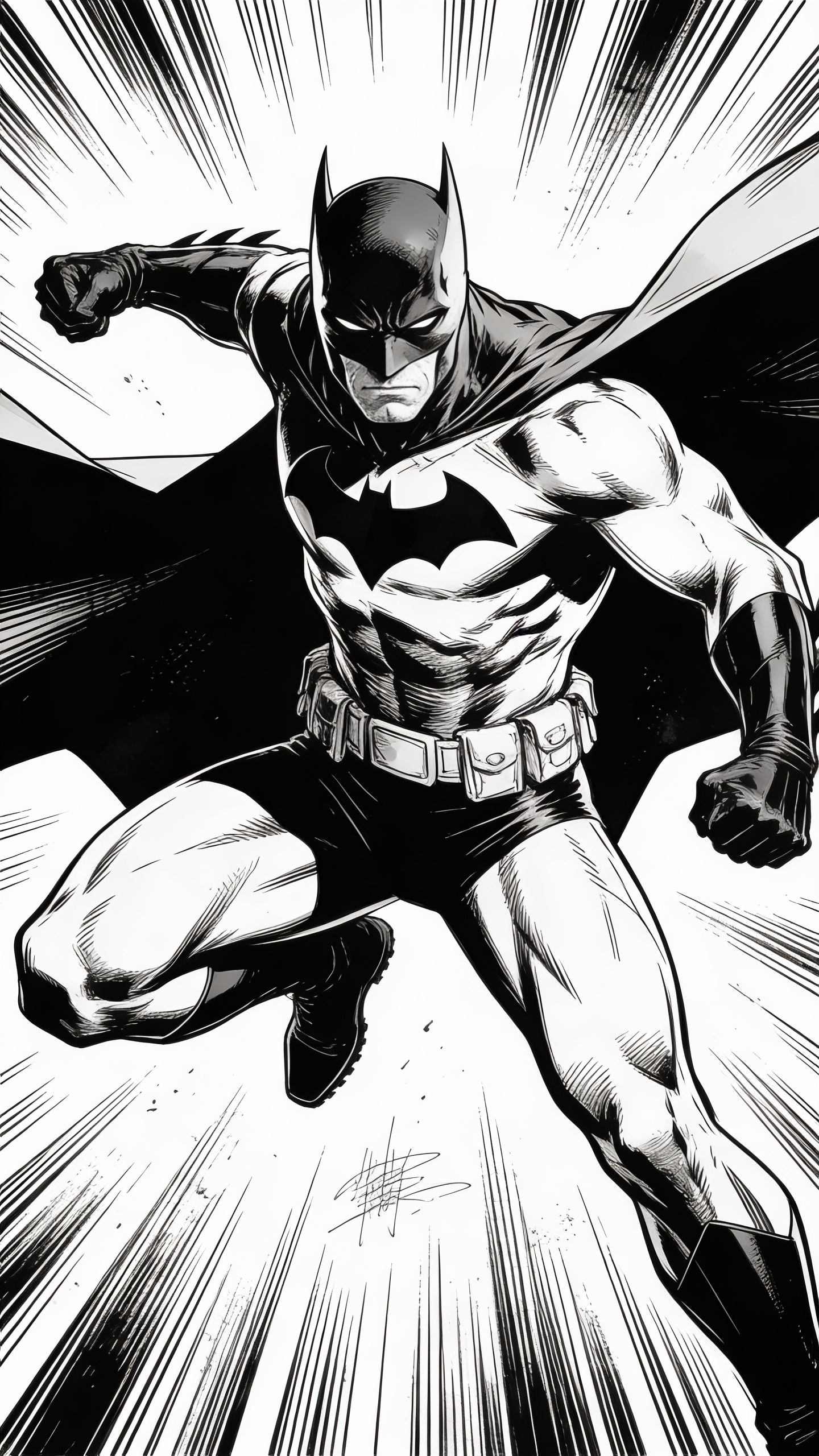 Black and White Batman Comic Art