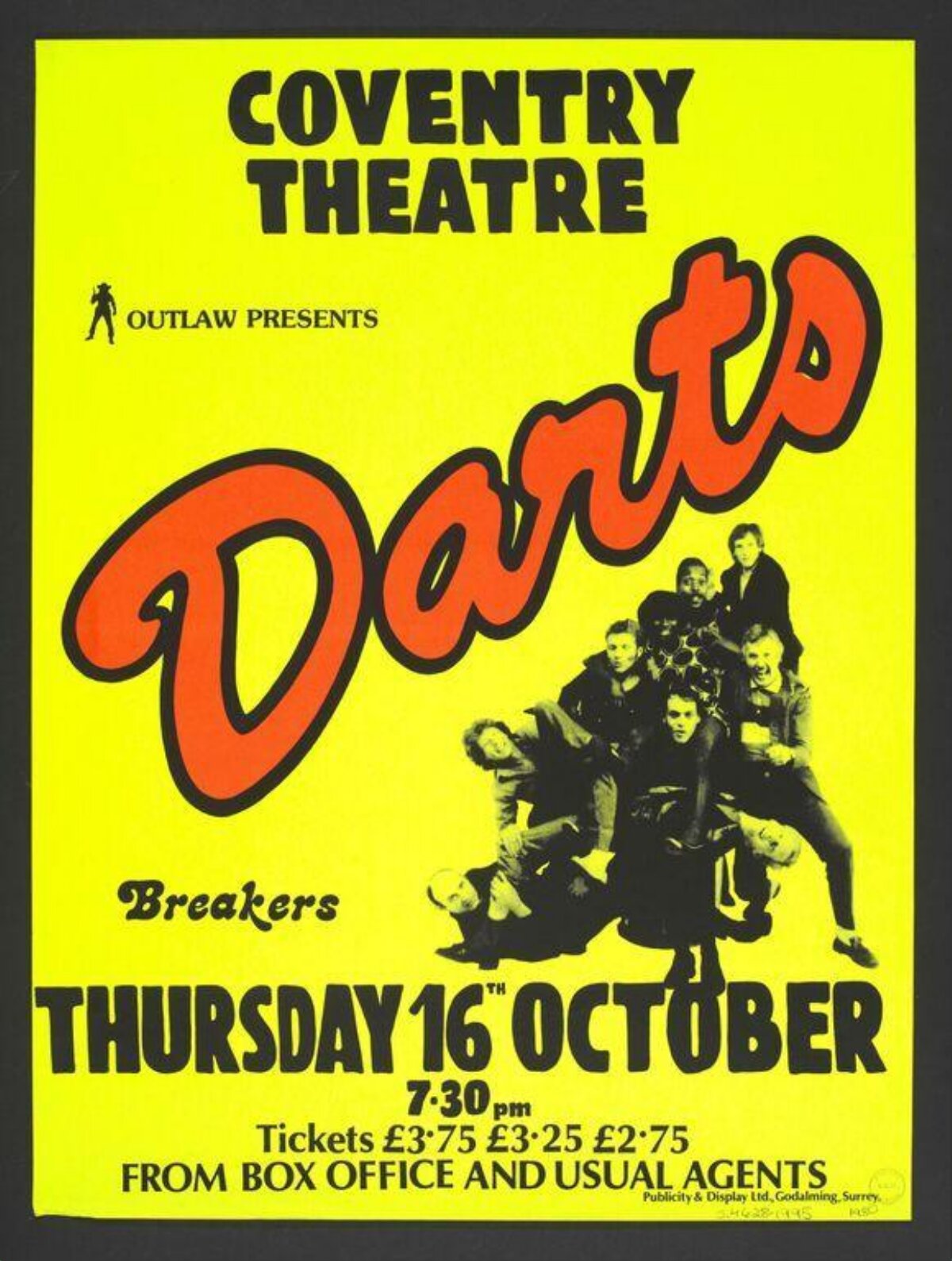 Darts Concert Poster at Coventry Theatre