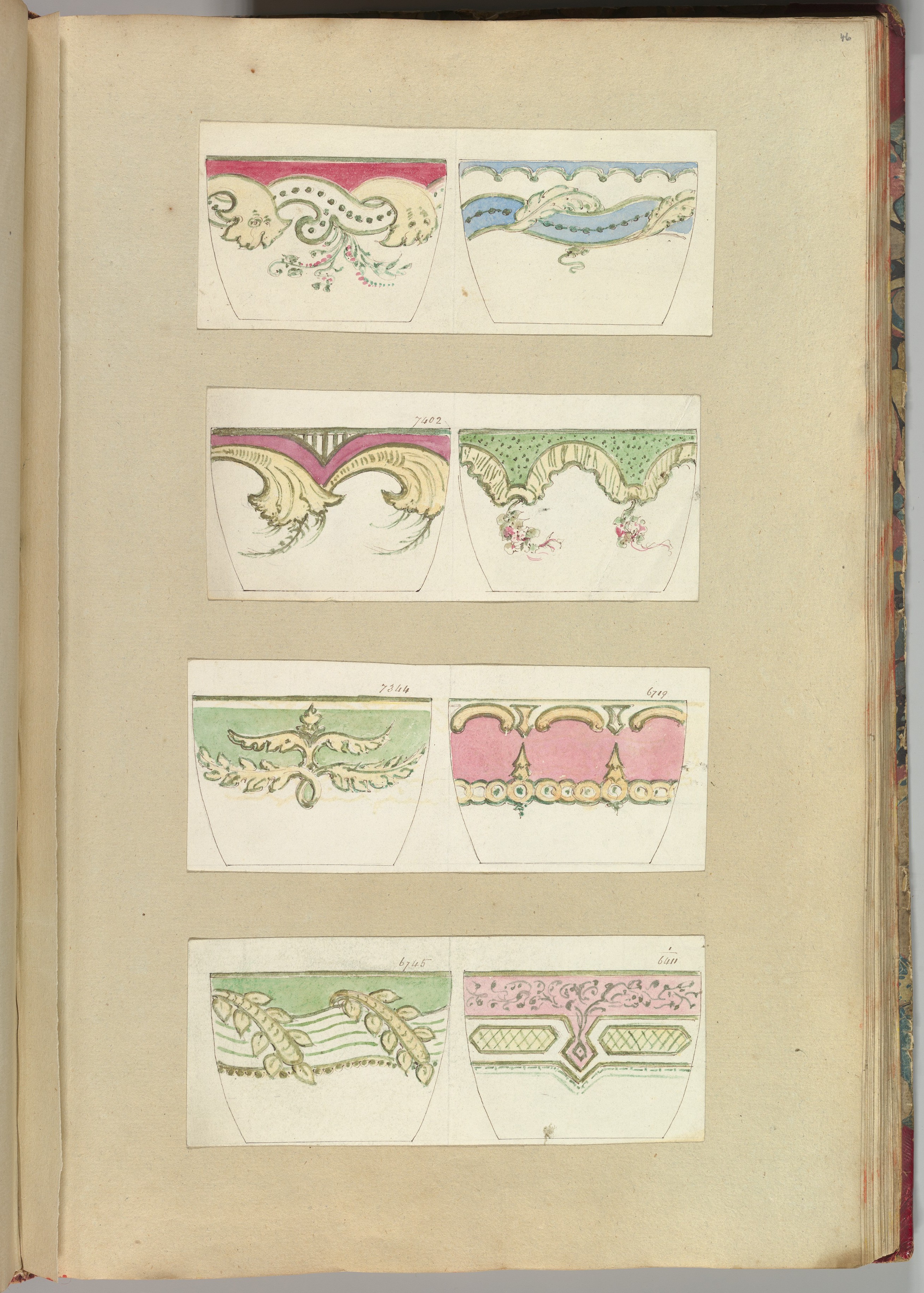 Eight Ceramic Bowl Rim Design Sketches