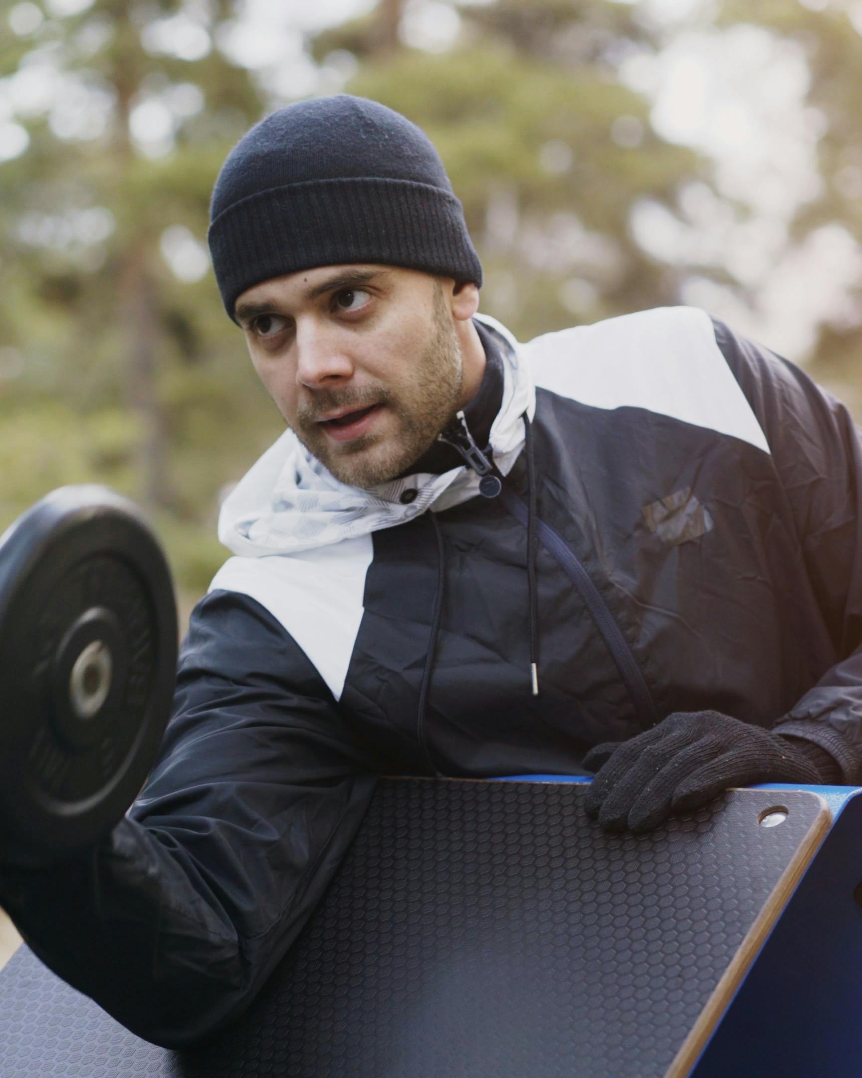Man Pushing Weight Sled Outdoors
