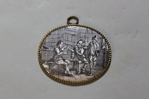 Antique Tavern Card Game Pendant