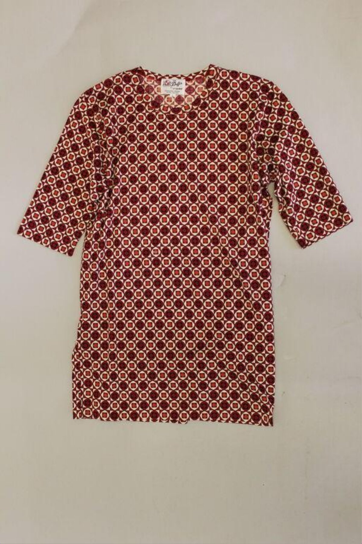 Red Geometric Printed Straight Kurta
