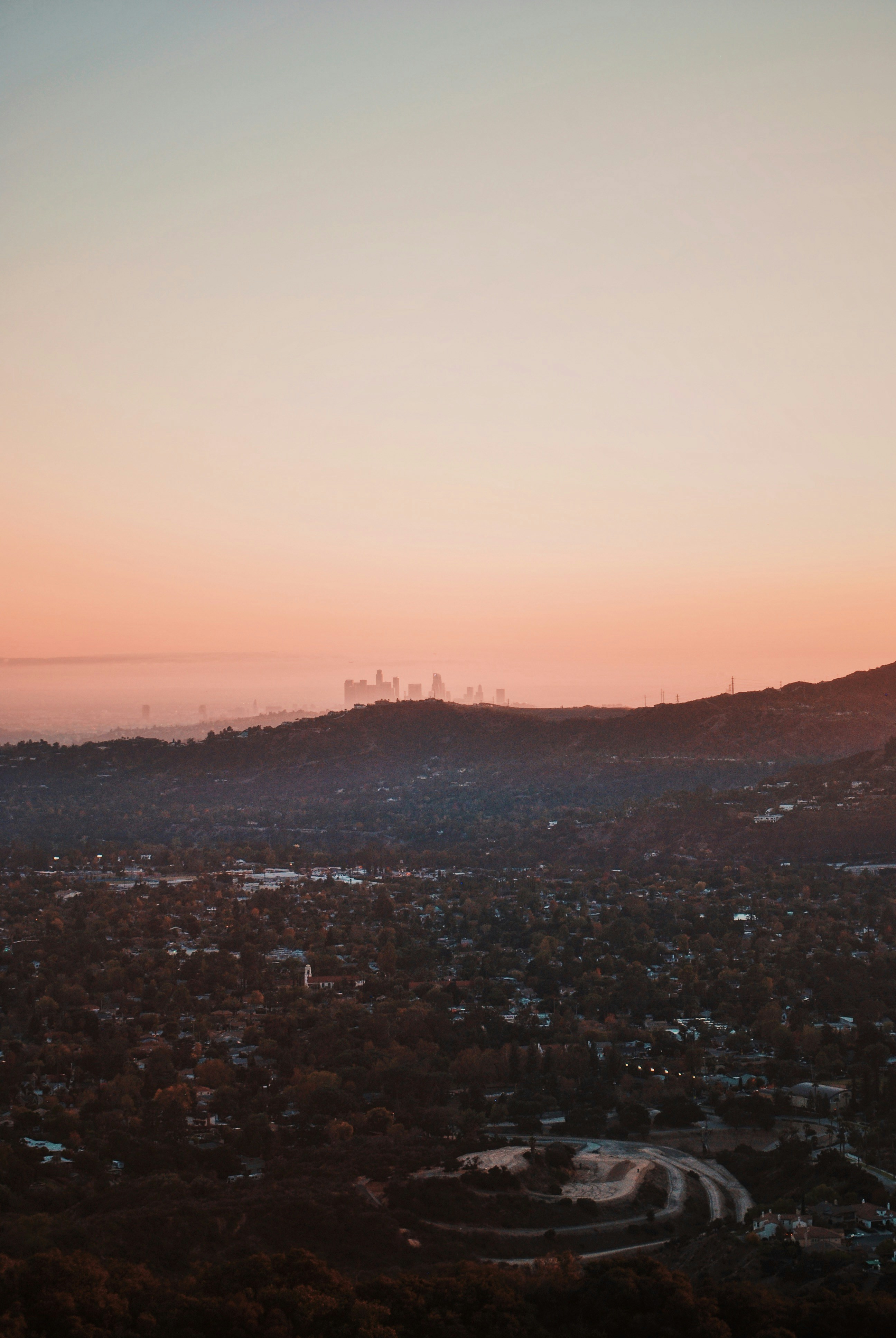 Hazy Dusk View Of Downtown LA