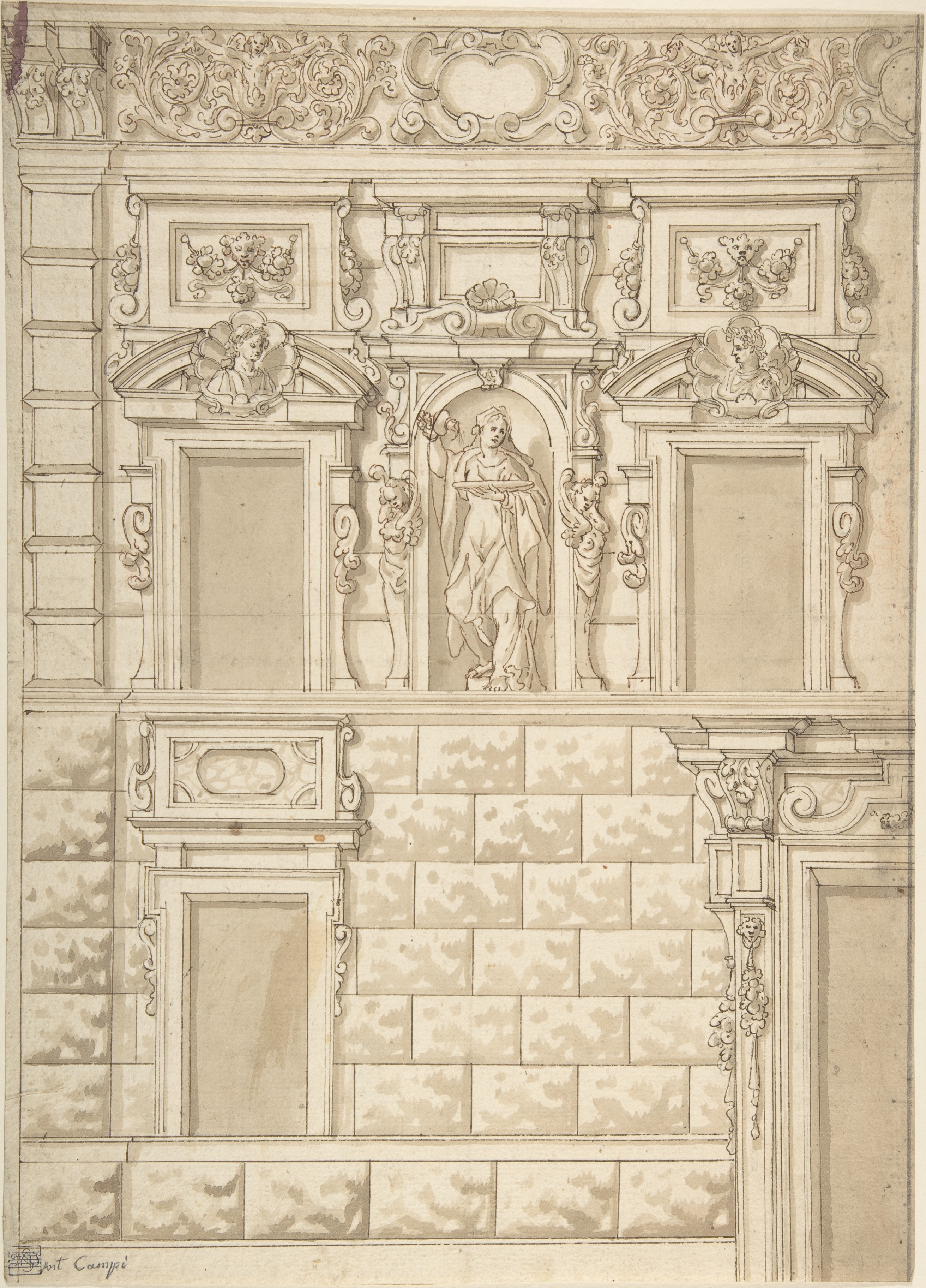 Ornate Architectural Facade Design Sketch