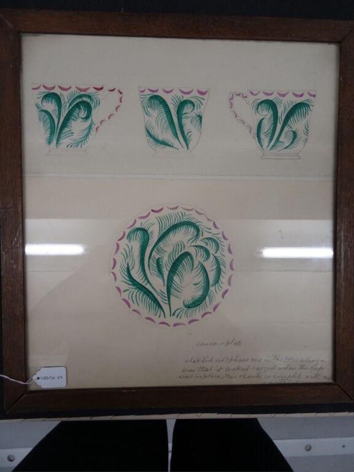 Framed Hand Drawn Ceramic Design Sketch