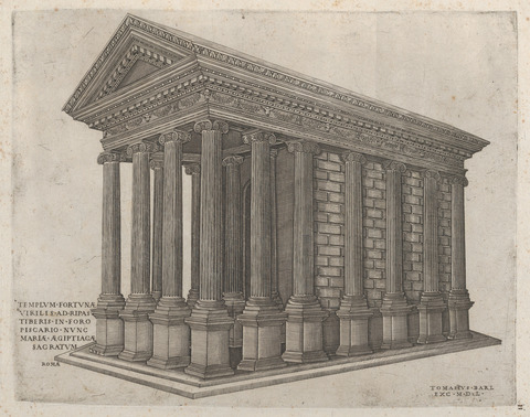 Engraving of Roman Fortuna Virilis Temple