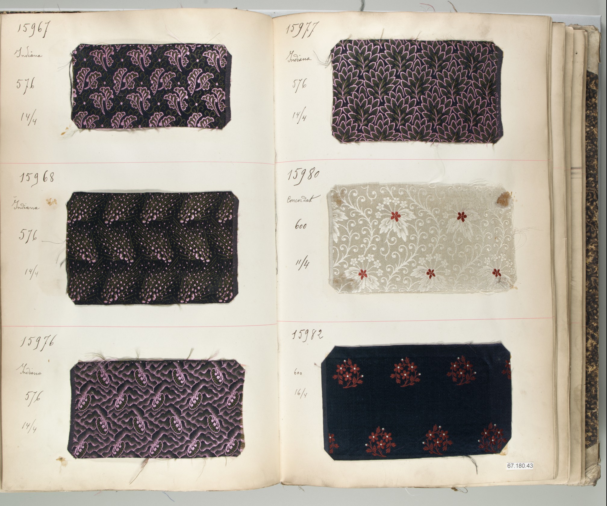 Antique Fabric Sample Album Page