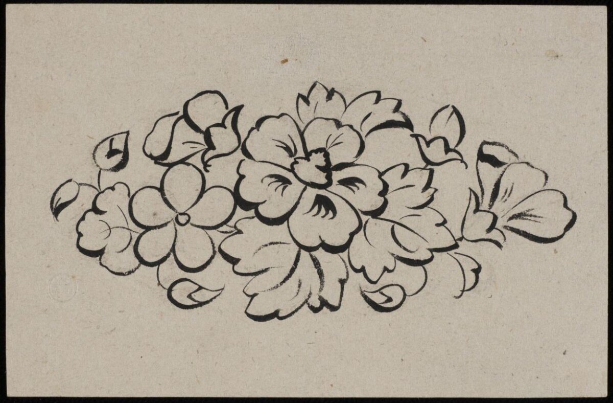 Ink Sketch of Peony Flowers