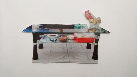 Paper Cutout of Glass Coffee Table