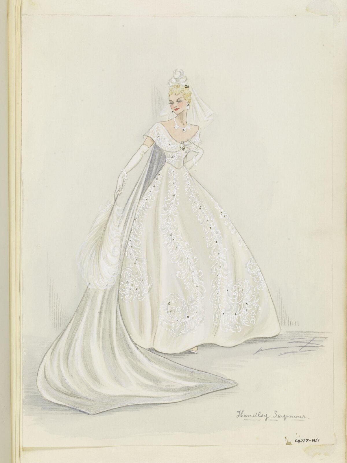 Vintage Wedding Dress Fashion Sketch