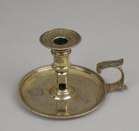 Antique Silver Gilt Handheld Candlestick