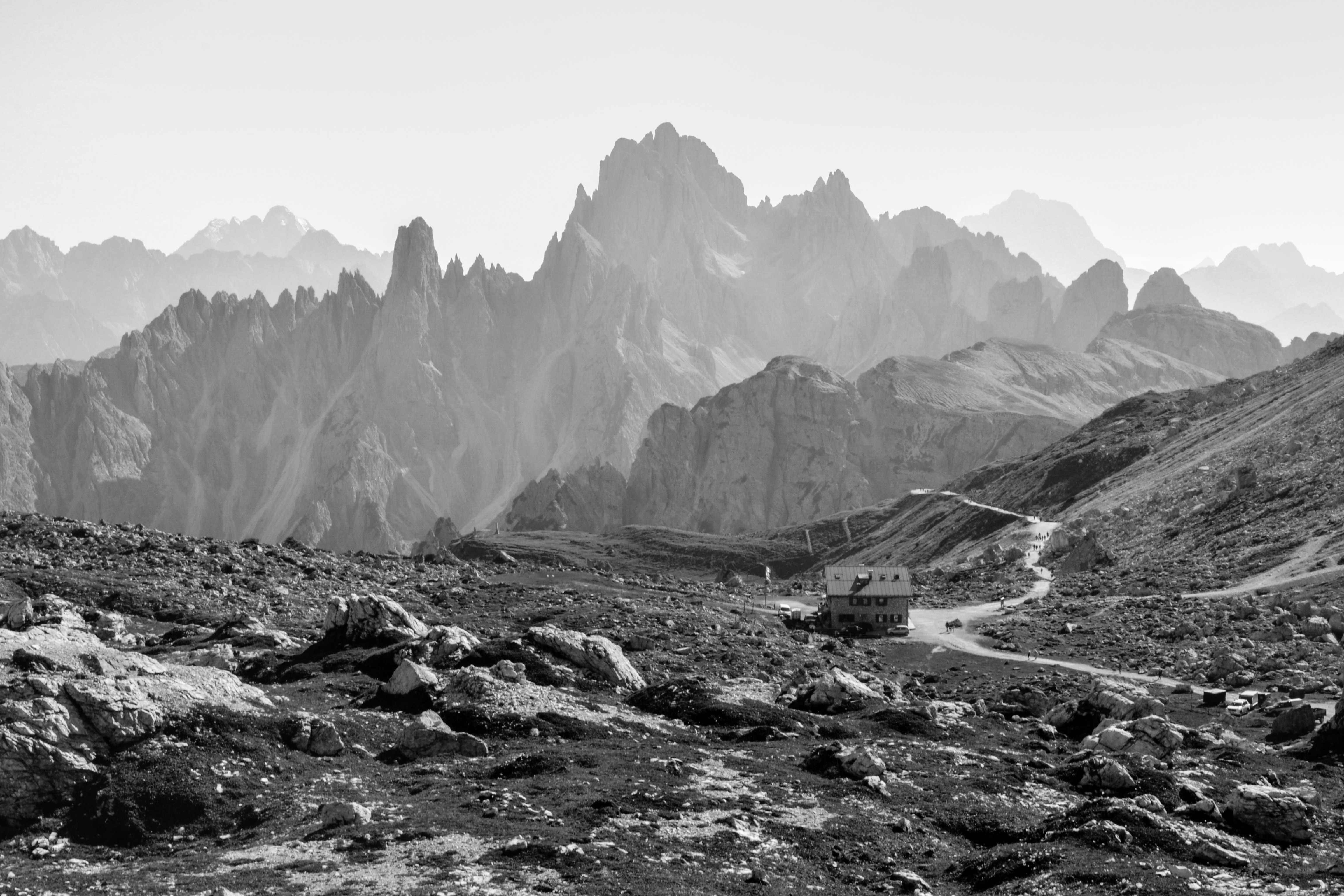 Black and White Alpine Mountain Landscape
