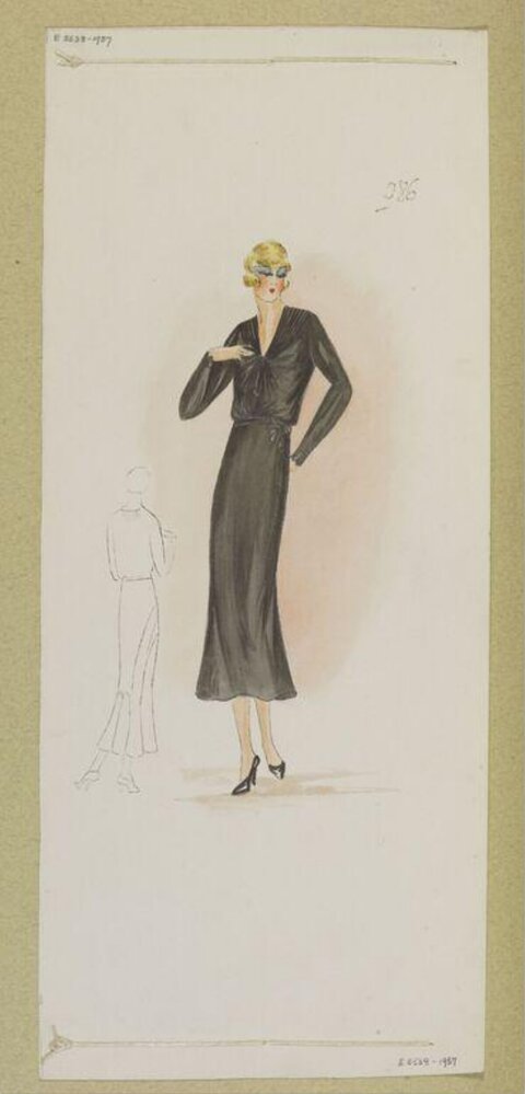 Vintage Black Dress Fashion Sketch