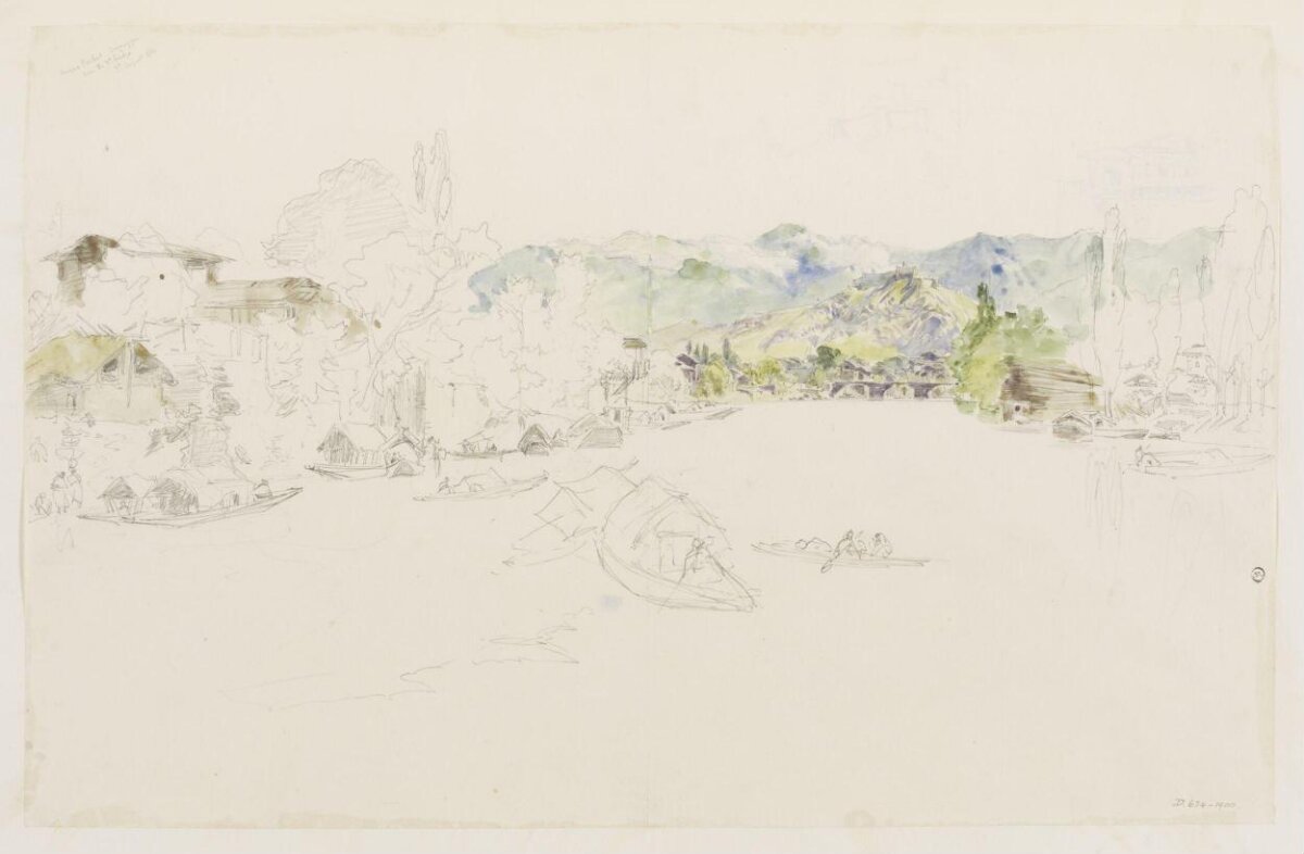 Lakeside Mountain Landscape Sketch