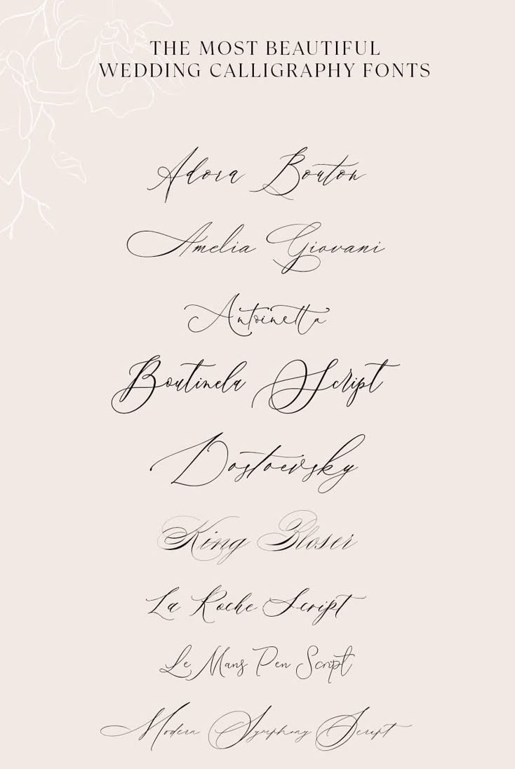 Beautiful Wedding Calligraphy Fonts Collection