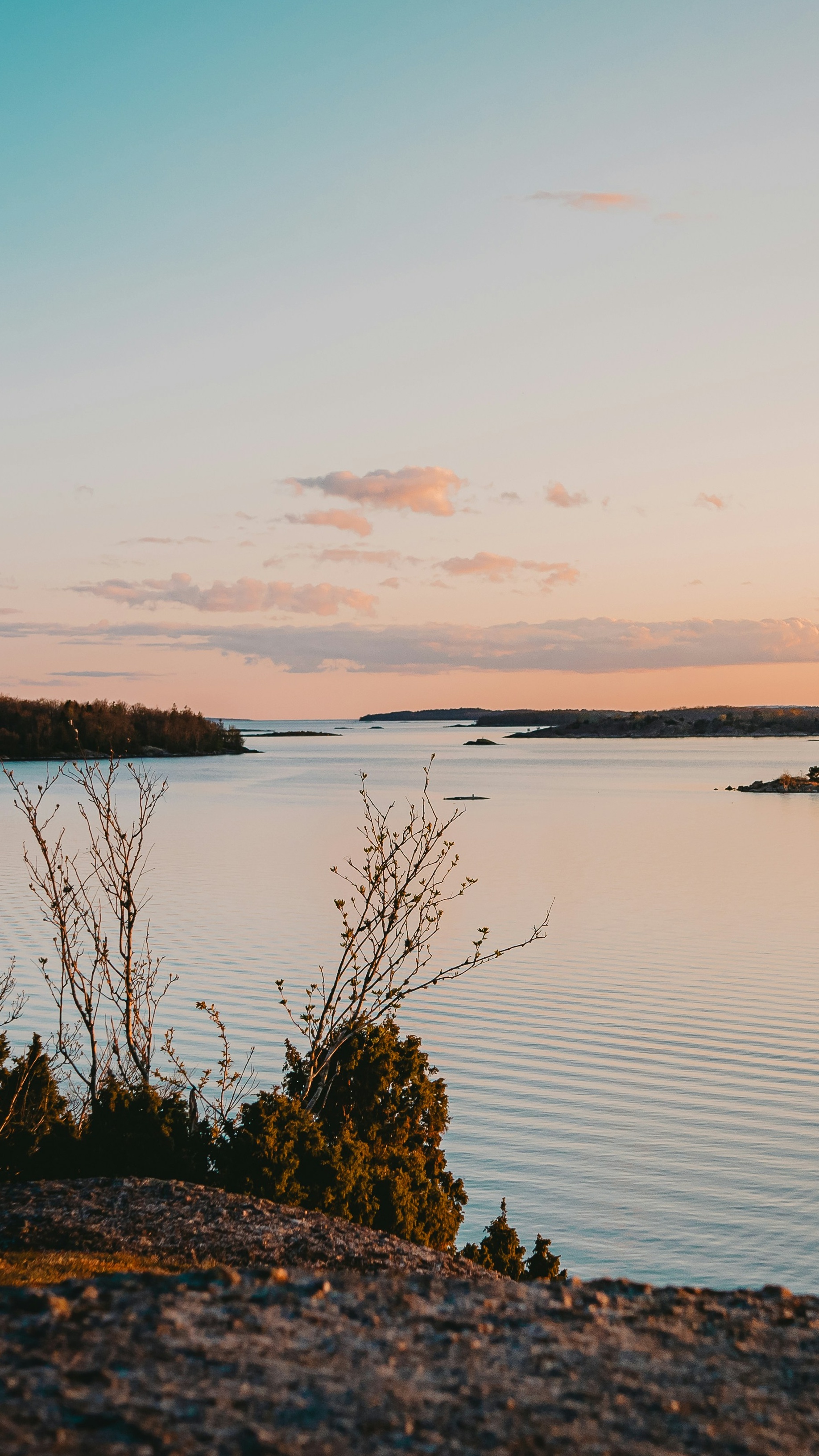 Calm Coastal Water at Sunset