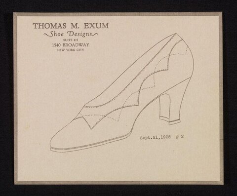 Vintage 1925 High Heel Shoe Design Sketch