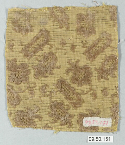 Antique Yellow Floral Textile Fragment