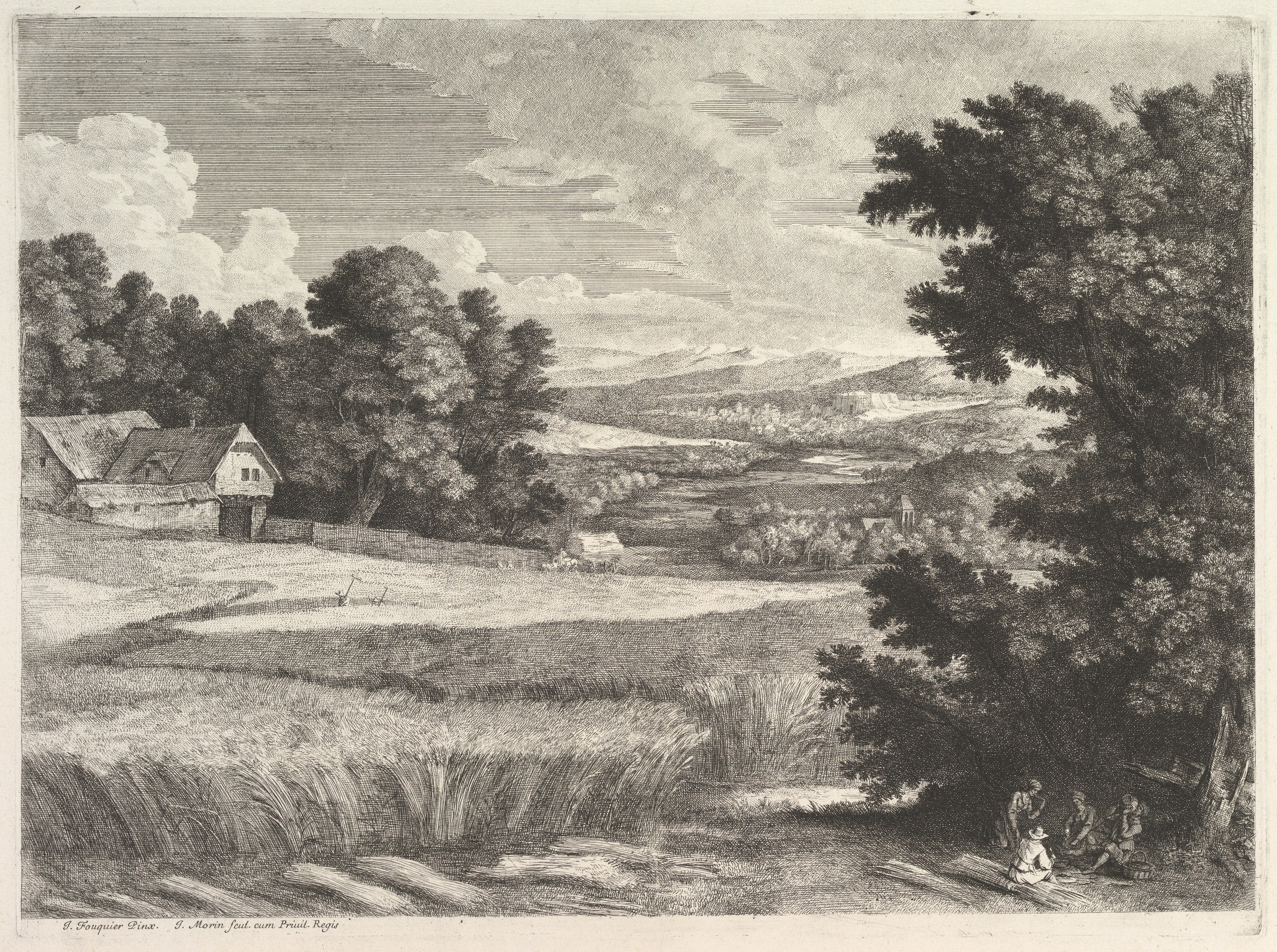 Rural Countryside Landscape Etching