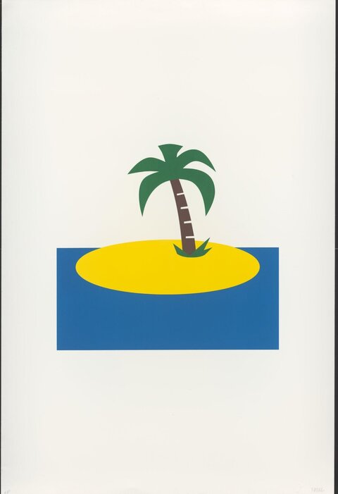 Single Palm Tree on Desert Island
