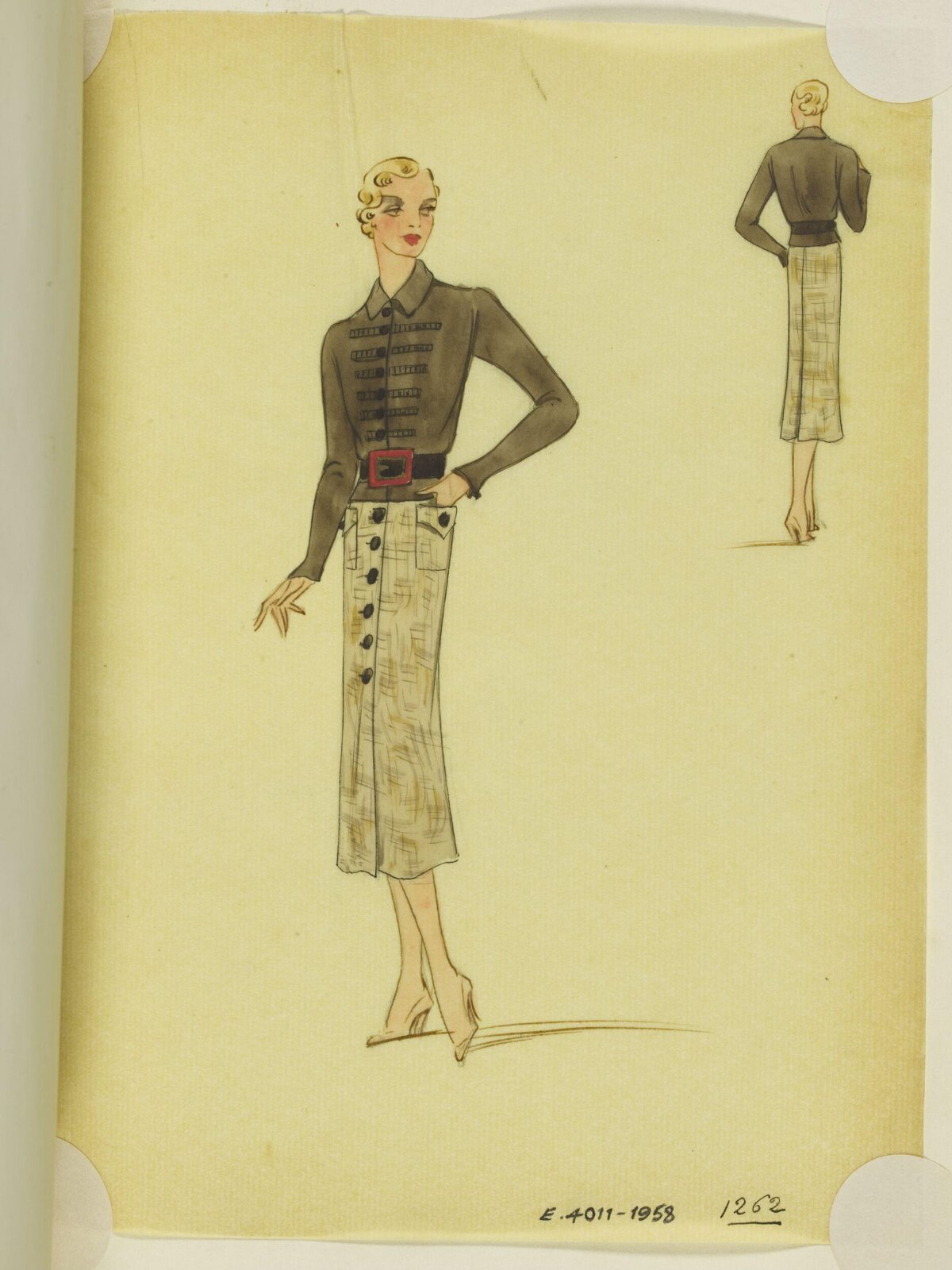 Vintage Two-piece Dress Fashion Sketch