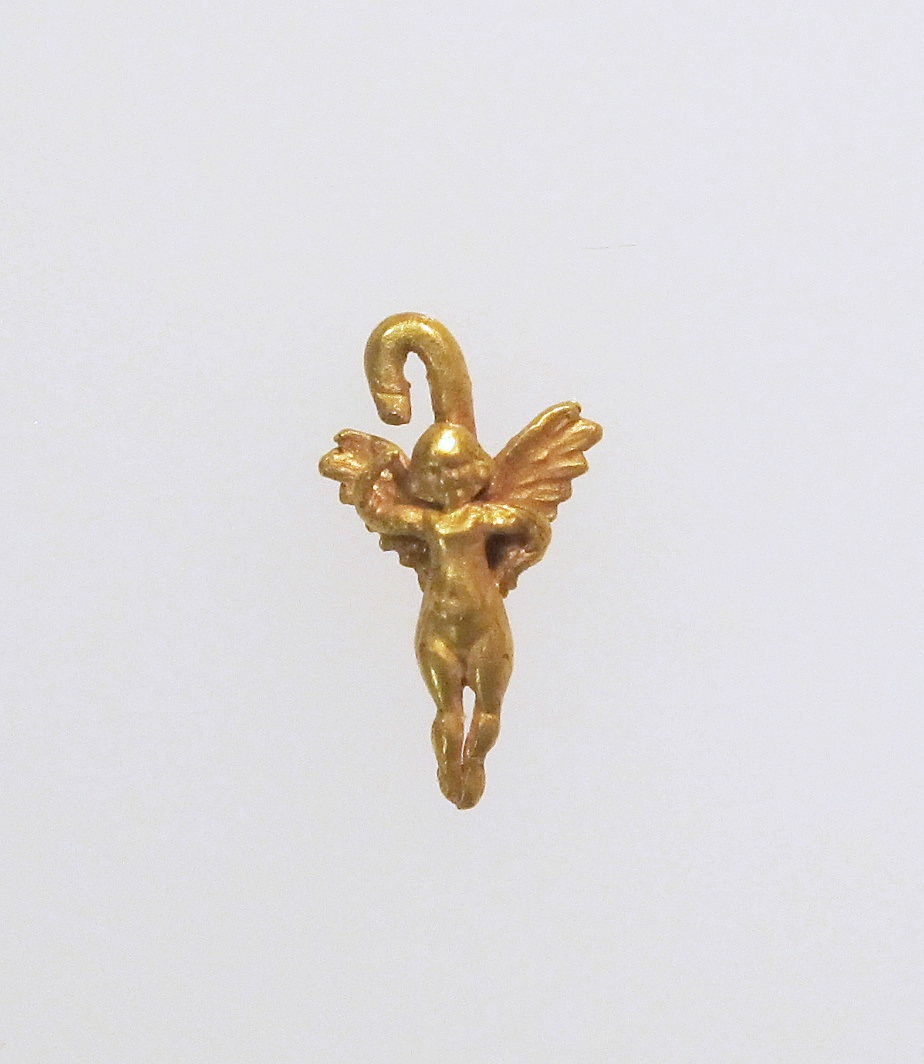 Gold Carved Cupid Pendant
