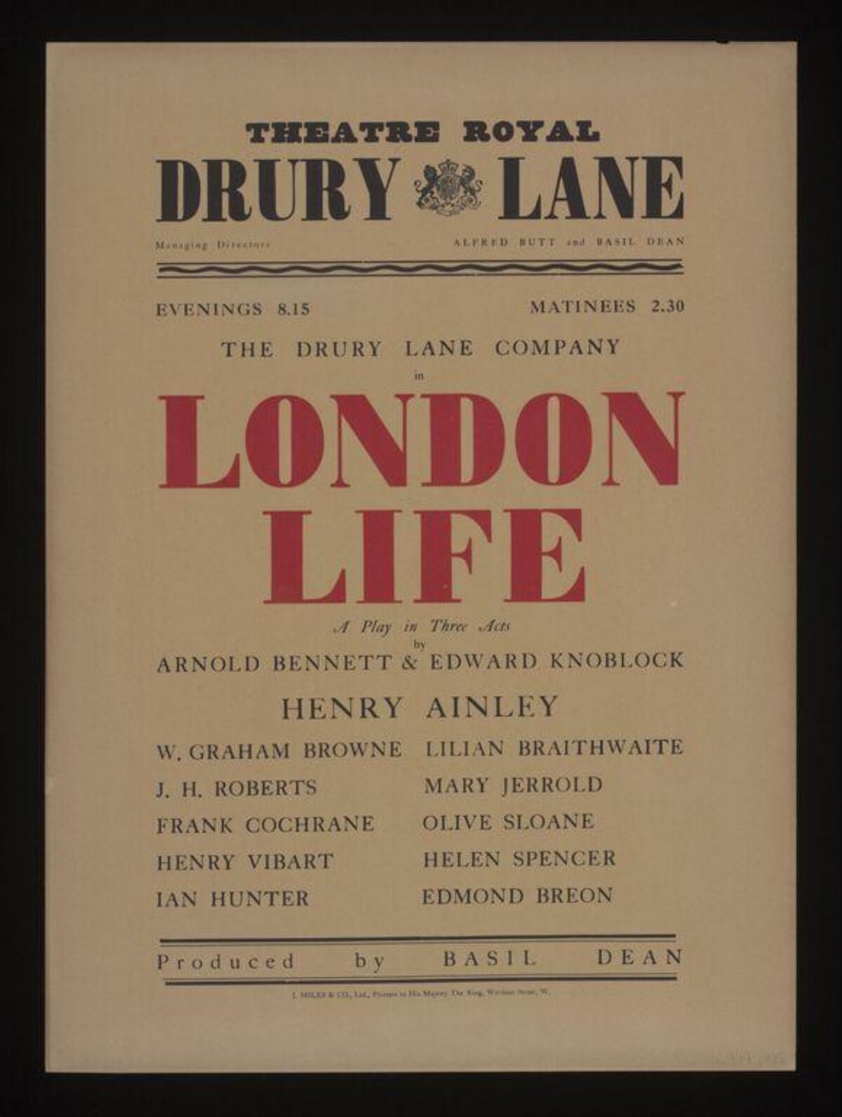 Vintage London Life Theatre Play Poster