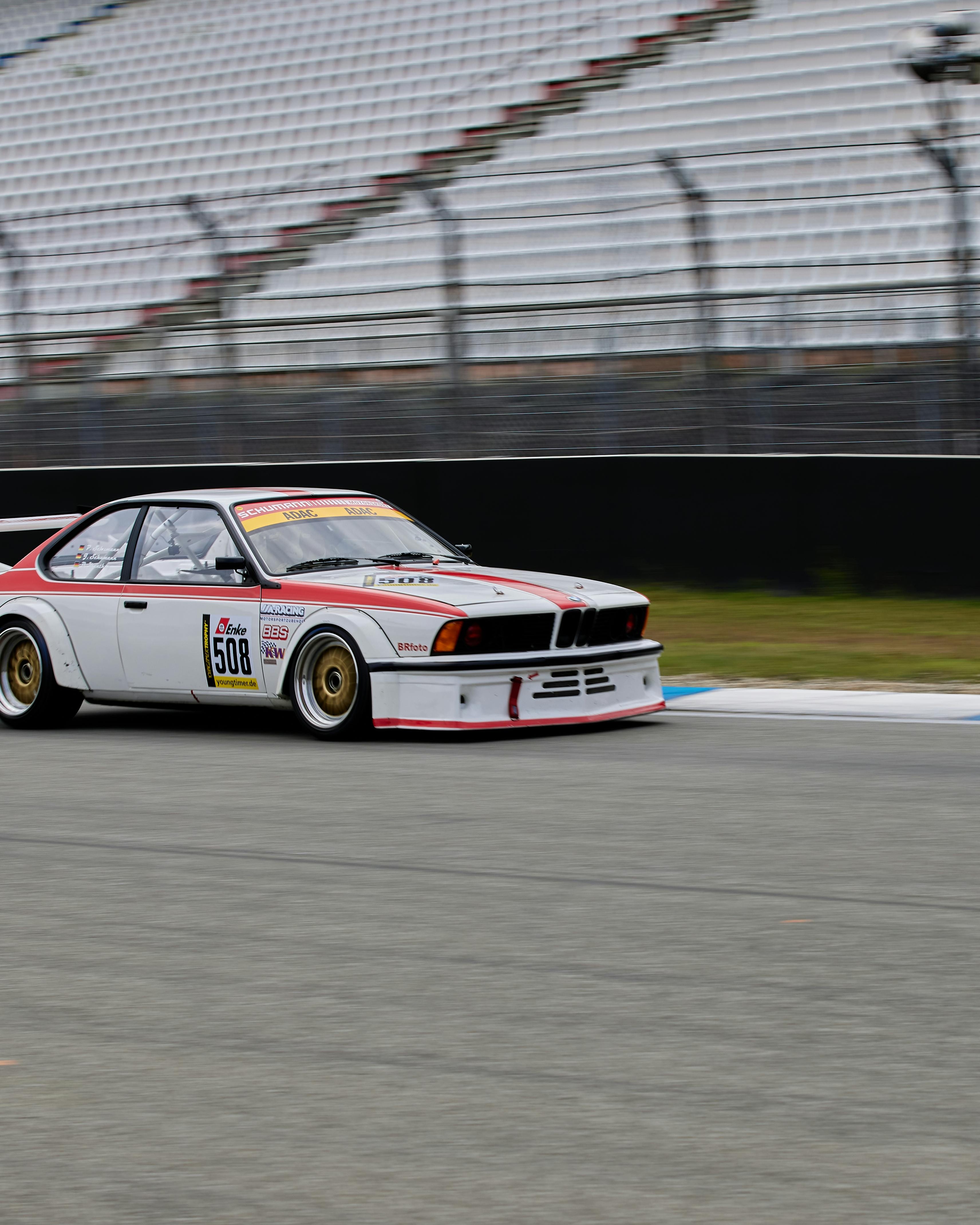 Vintage BMW Race Car on Race Track