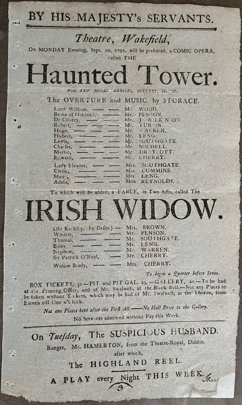 1792 Wakefield Theatre Playbill