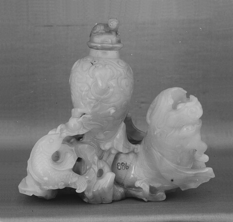 Carved Jade Dragon Fish Vase Ornament