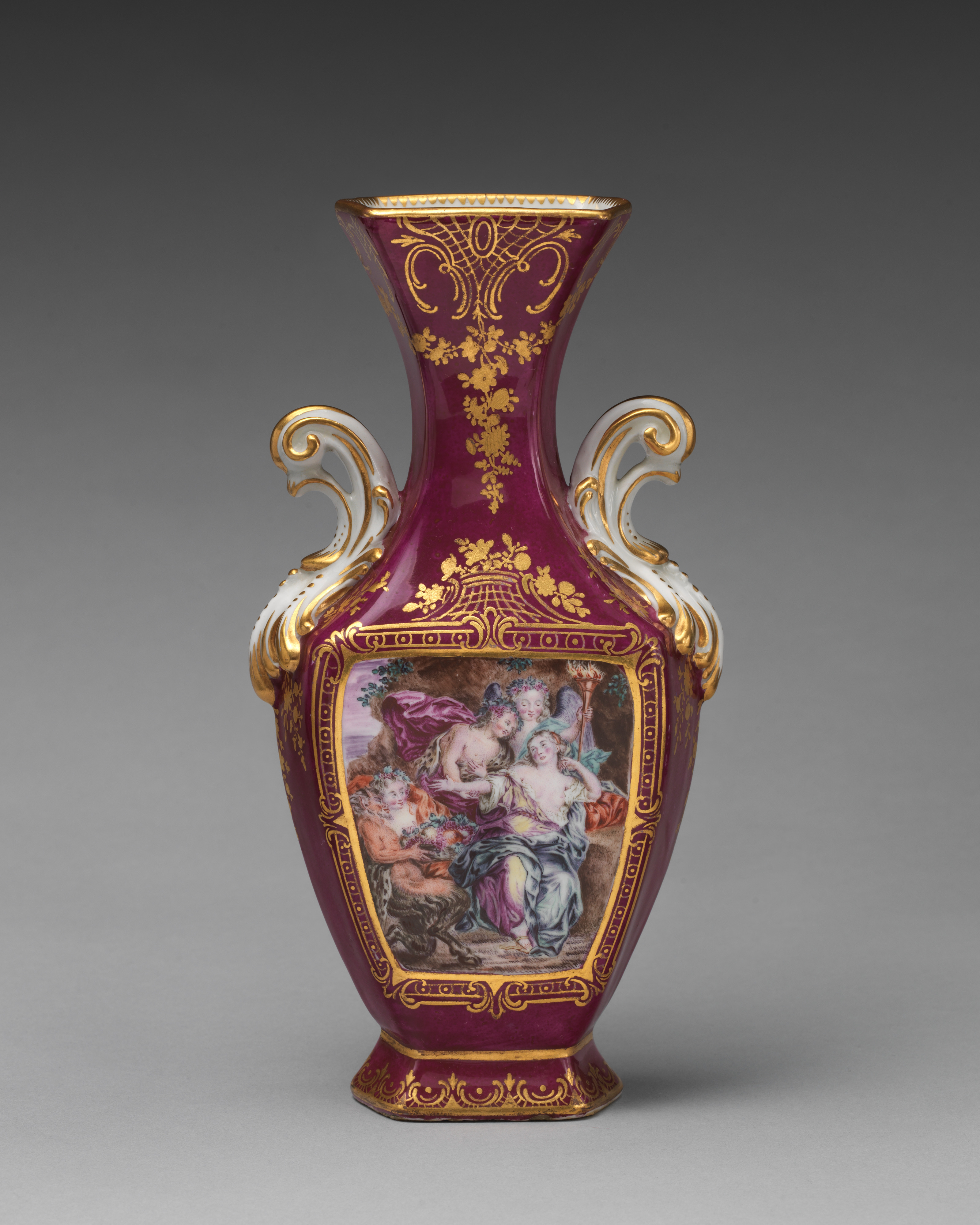 Gilded Painted Porcelain Vase
