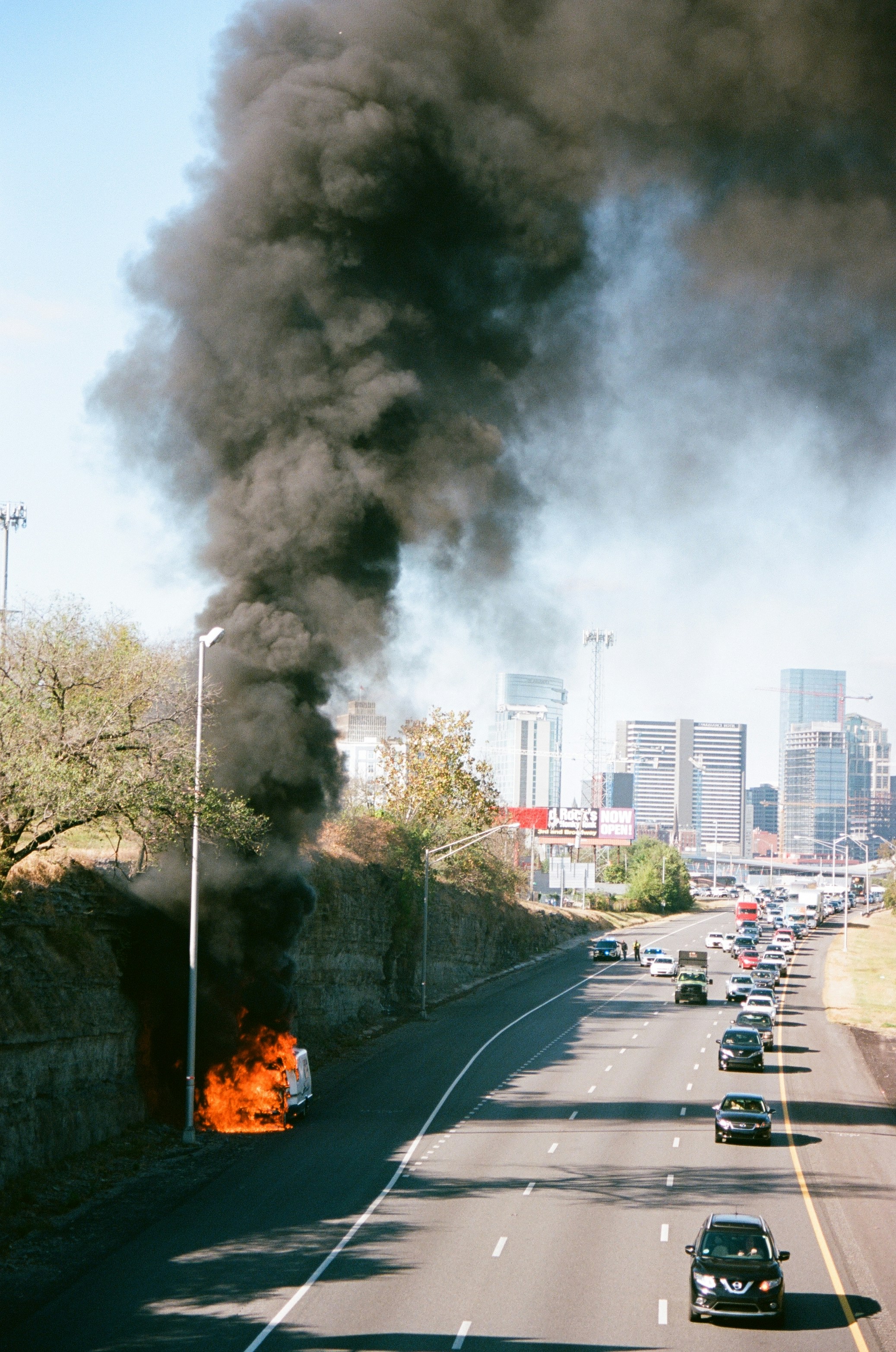 Vehicle Fire on Urban Highway