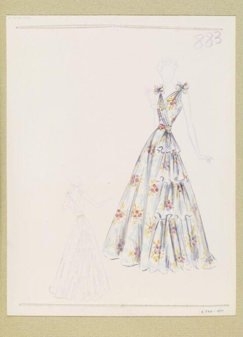 Floral Evening Gown Fashion Sketch