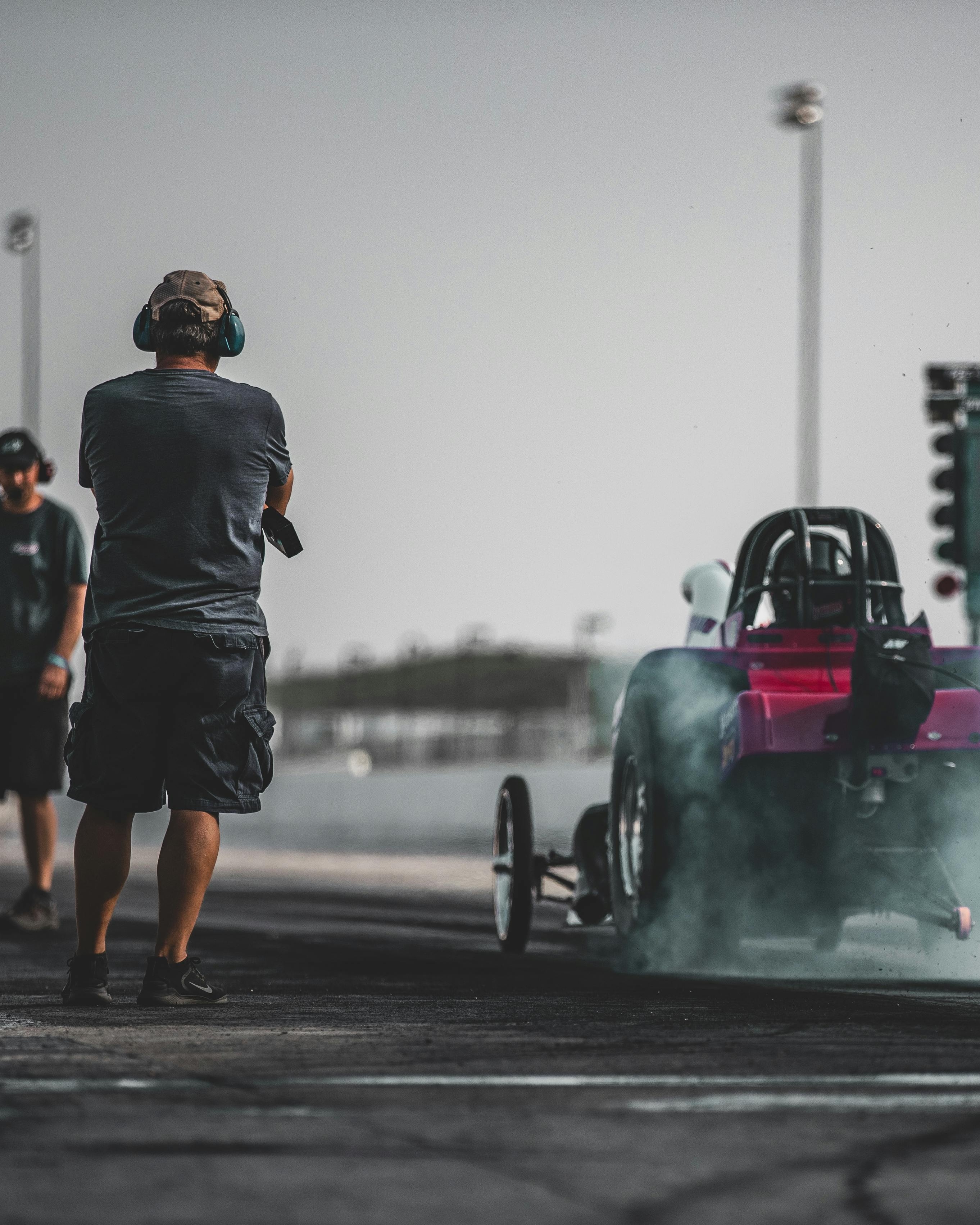 Dragster Pre-Race Burnout at Drag Strip