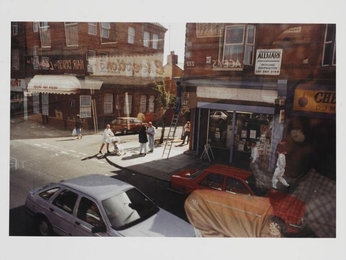 Double Exposure Urban Street Corner