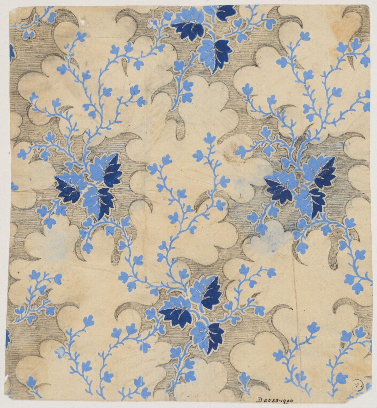 Blue Vine Floral Textile Pattern